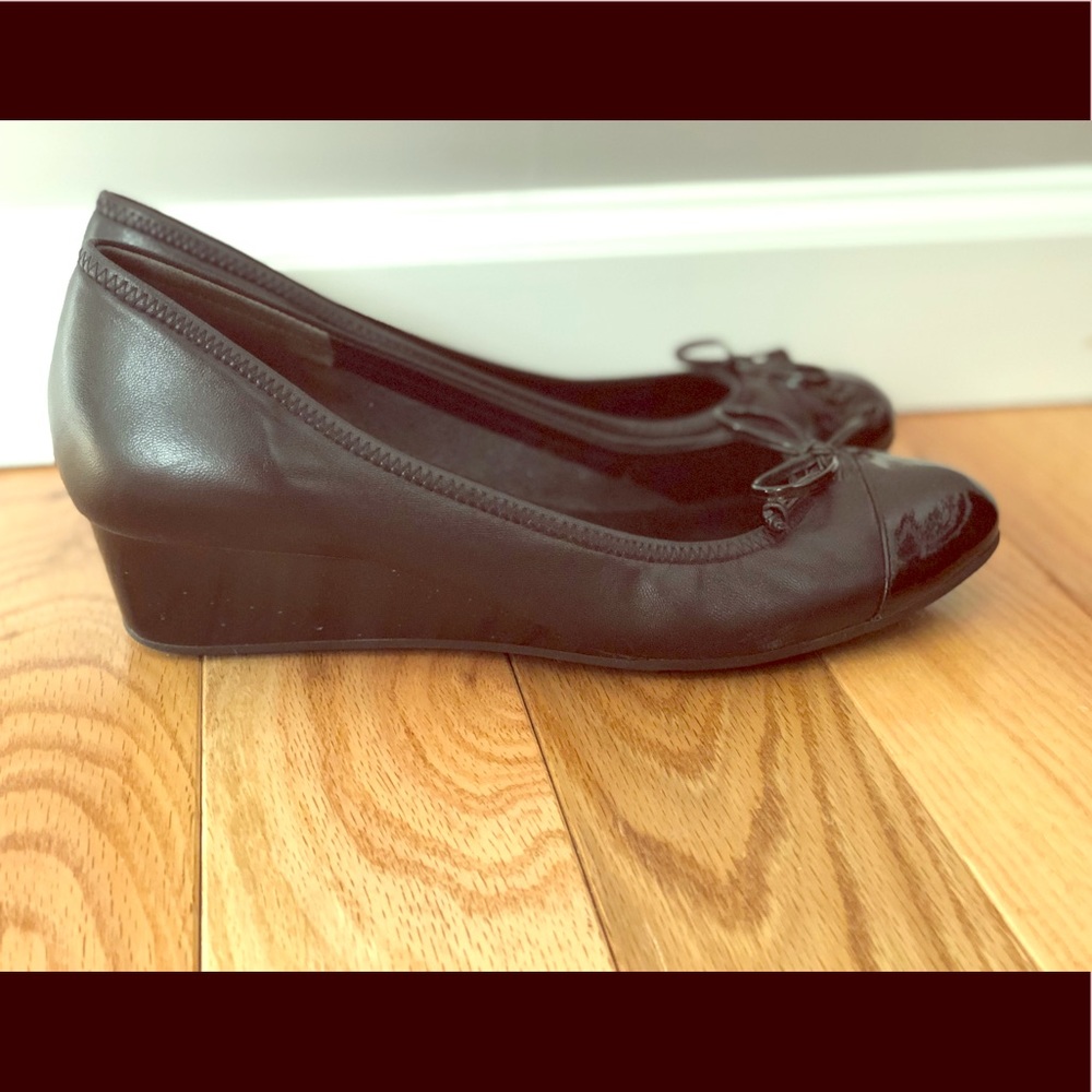 Cole Haan Black Leather Wedge Ballet Flats